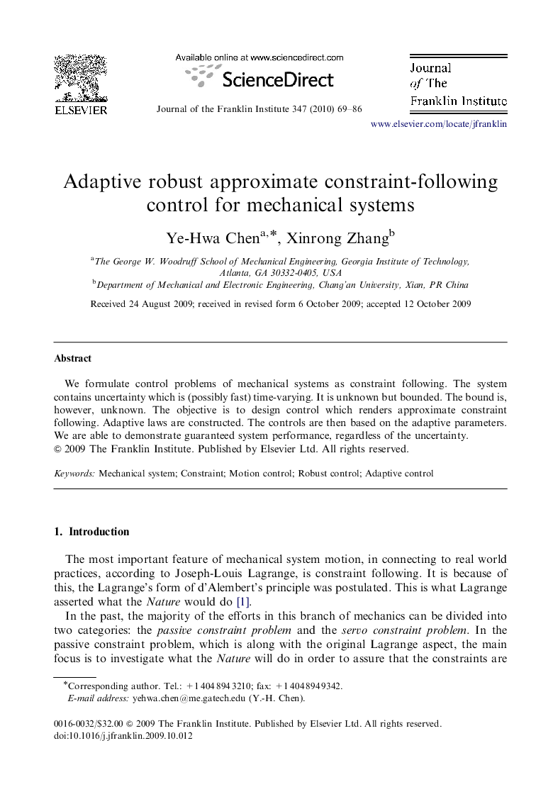 Adaptive robust approximate constraint-following control for mechanical systems