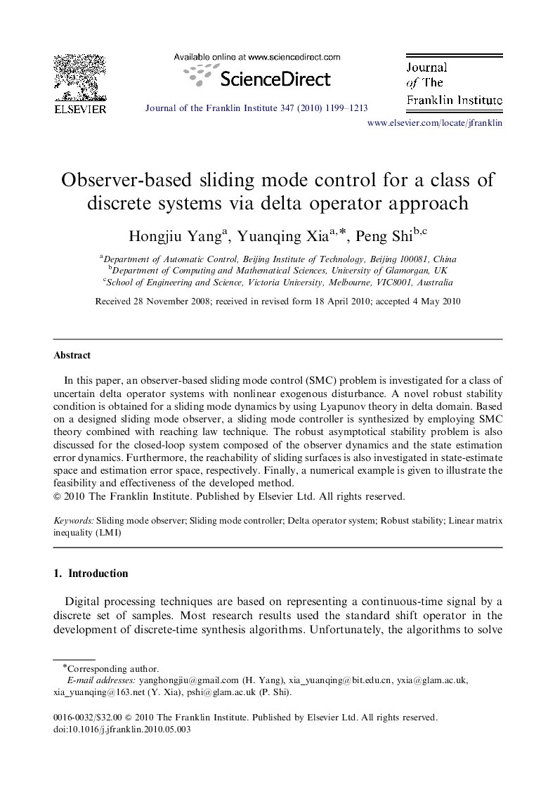 Observer-based sliding mode control for a class of discrete systems via delta operator approach