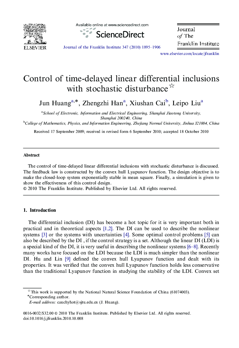 Control of time-delayed linear differential inclusions with stochastic disturbance