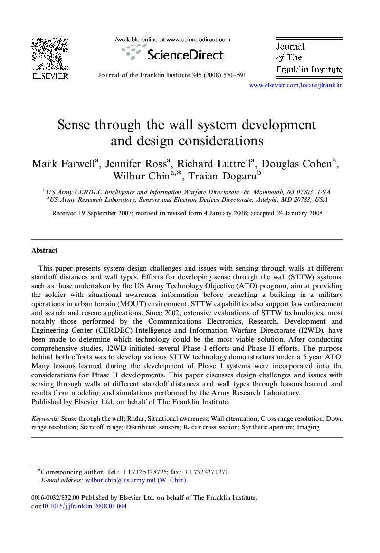 Sense through the wall system development and design considerations