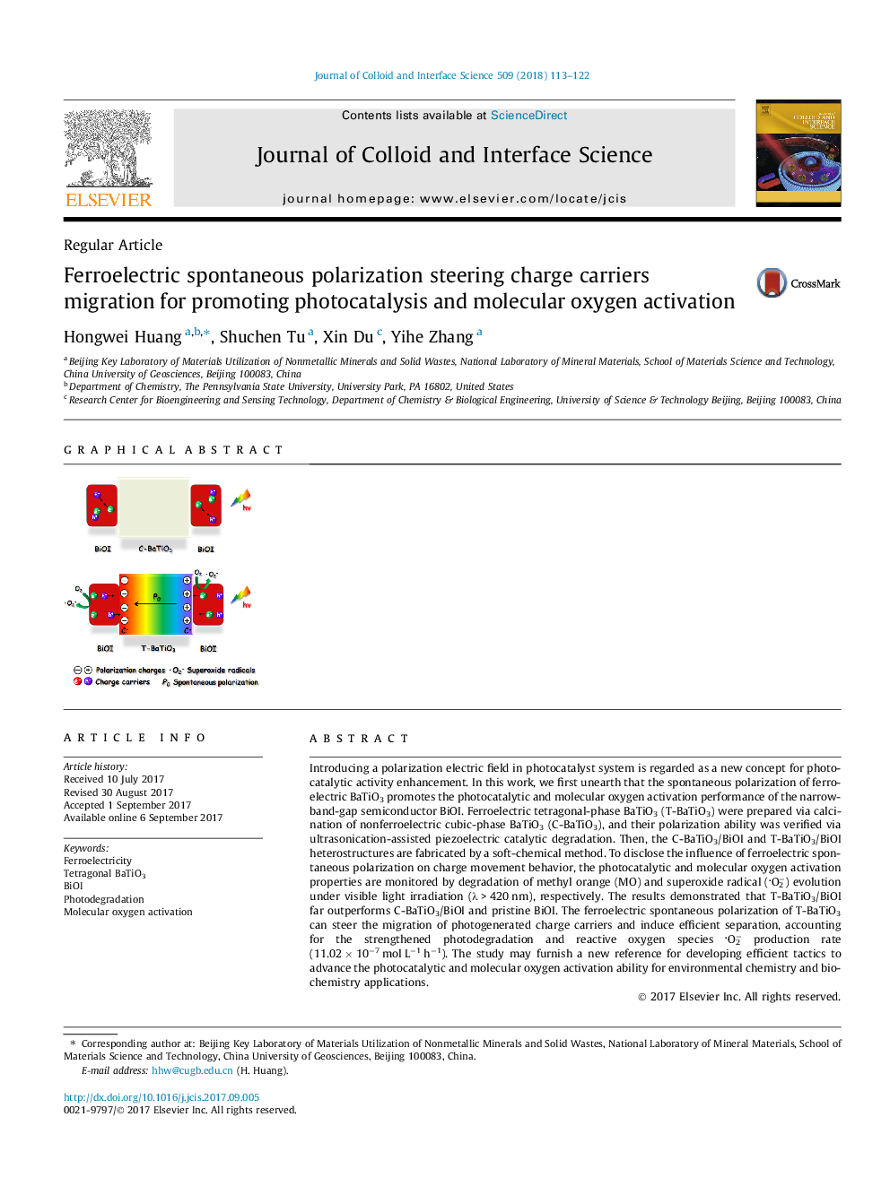 Ferroelectric spontaneous polarization steering charge carriers migration for promoting photocatalysis and molecular oxygen activation