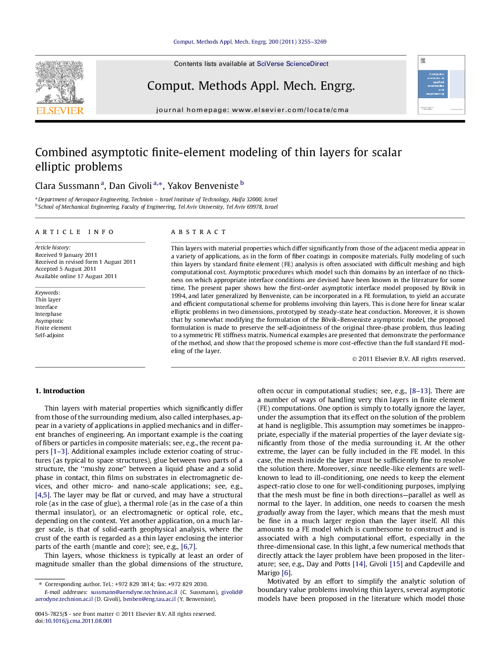 Combined asymptotic finite-element modeling of thin layers for scalar elliptic problems