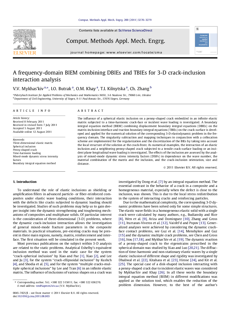 A frequency-domain BIEM combining DBIEs and TBIEs for 3-D crack-inclusion interaction analysis