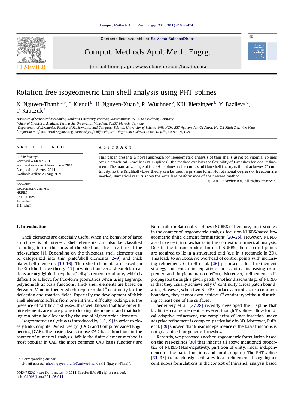 Rotation free isogeometric thin shell analysis using PHT-splines