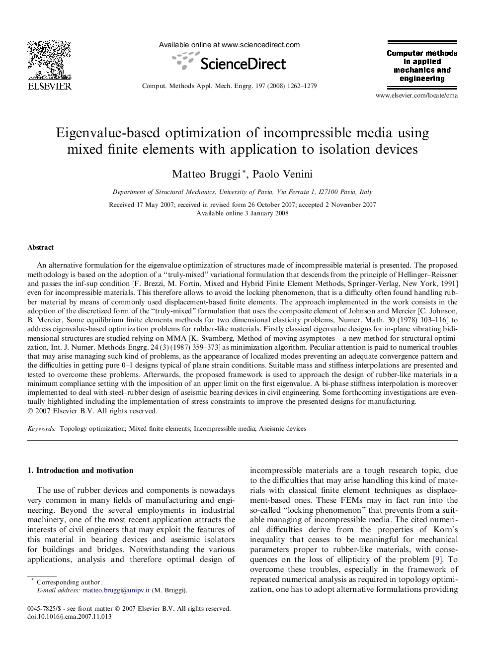 Eigenvalue-based optimization of incompressible media using mixed finite elements with application to isolation devices