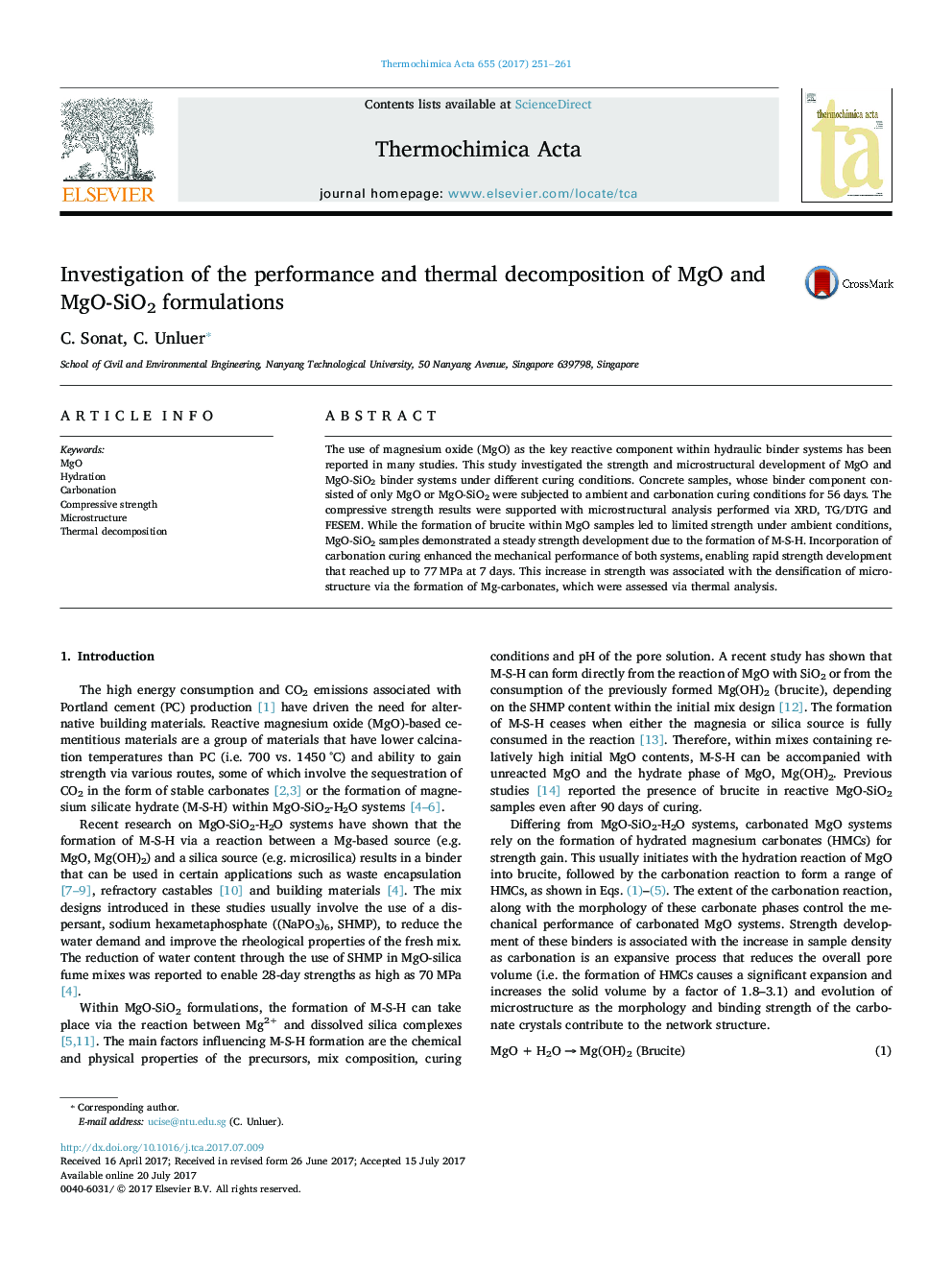 Investigation of the performance and thermal decomposition of MgO and MgO-SiO2 formulations