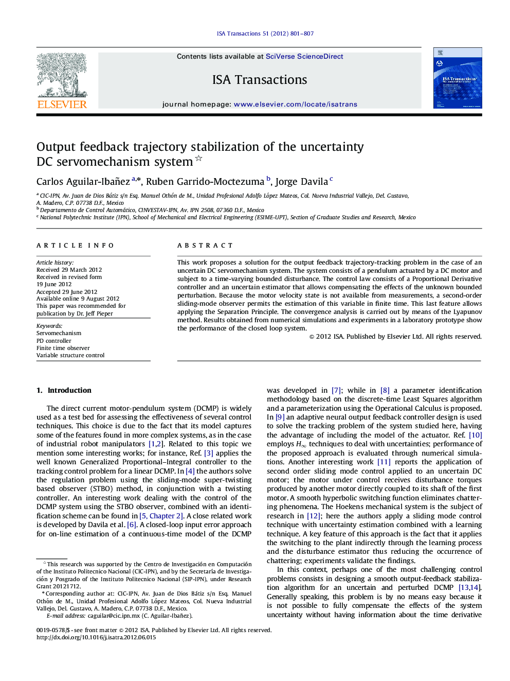 Output feedback trajectory stabilization of the uncertainty DC servomechanism system