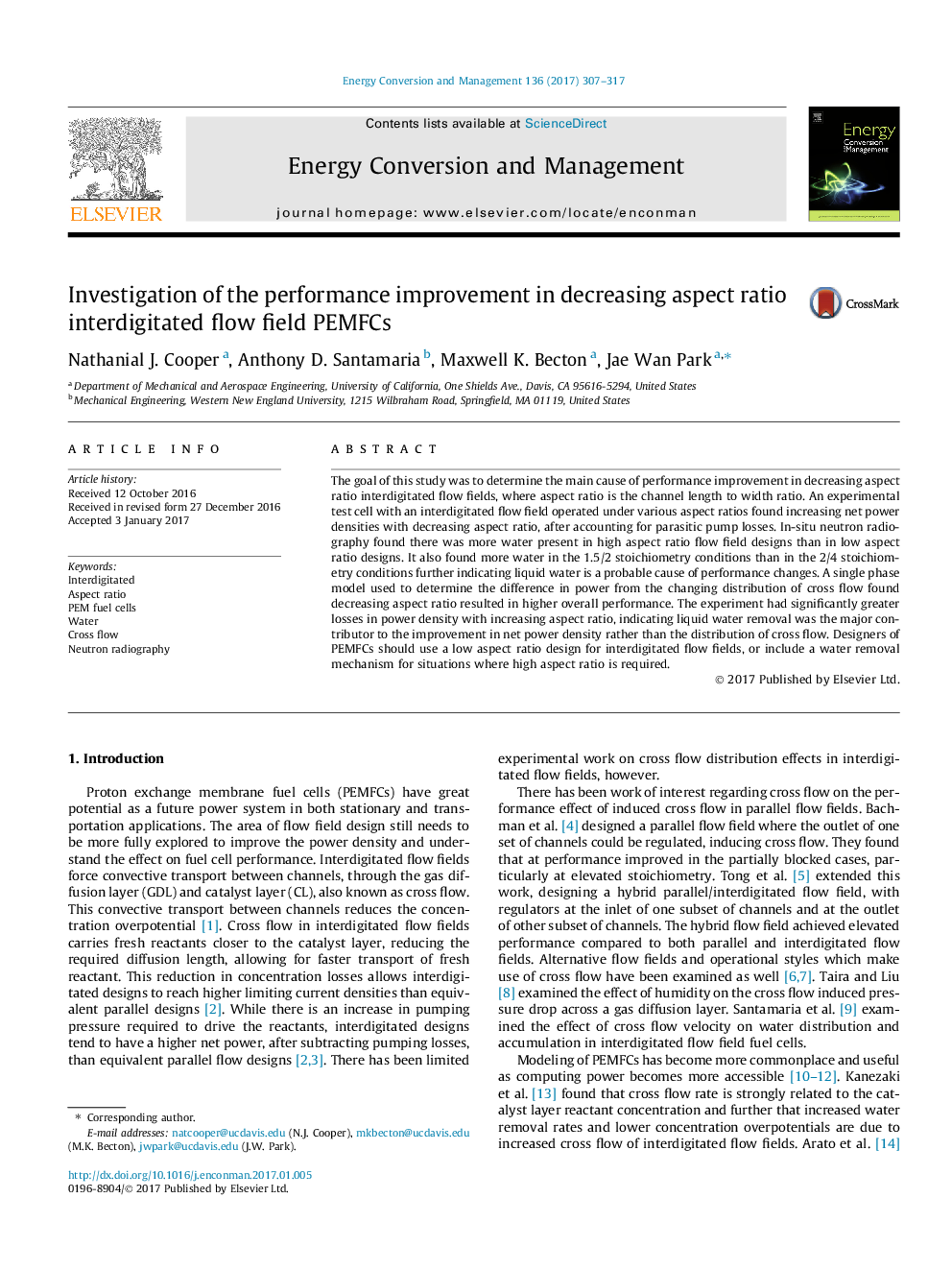 Investigation of the performance improvement in decreasing aspect ratio interdigitated flow field PEMFCs