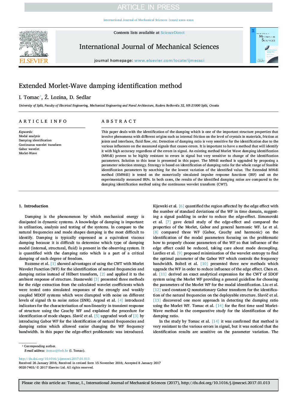 Extended Morlet-Wave damping identification method