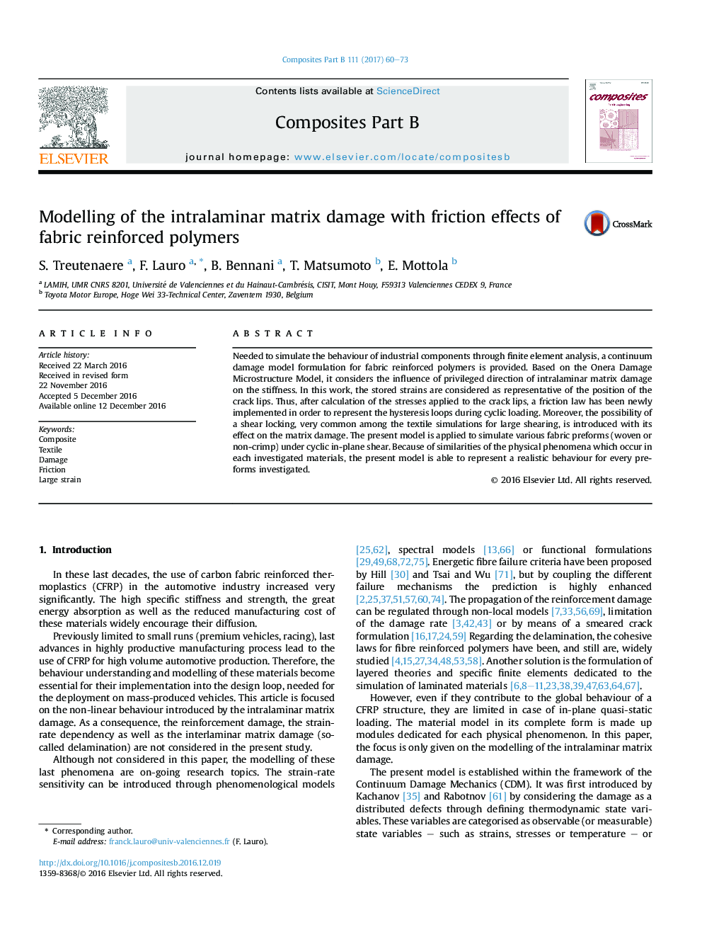 Modelling of the intralaminar matrix damage with friction effects of fabric reinforced polymers