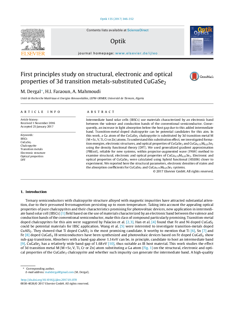 First principles study on structural, electronic and optical properties of 3d transition metals-substituted CuGaSe2