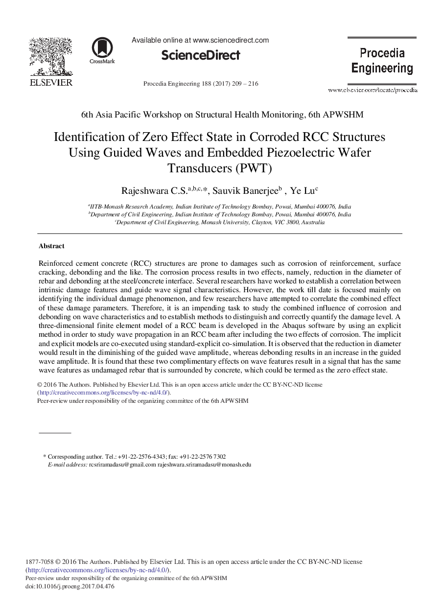 Identification of Zero Effect State in Corroded RCC Structures Using Guided Waves and Embedded Piezoelectric Wafer Transducers (PWT)