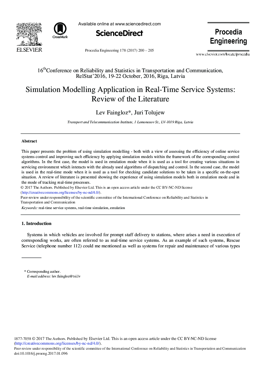 کاربرد مدل سازی شبیه سازی در سیستم های خدمات در زمان واقعی: مرور ادبیات 