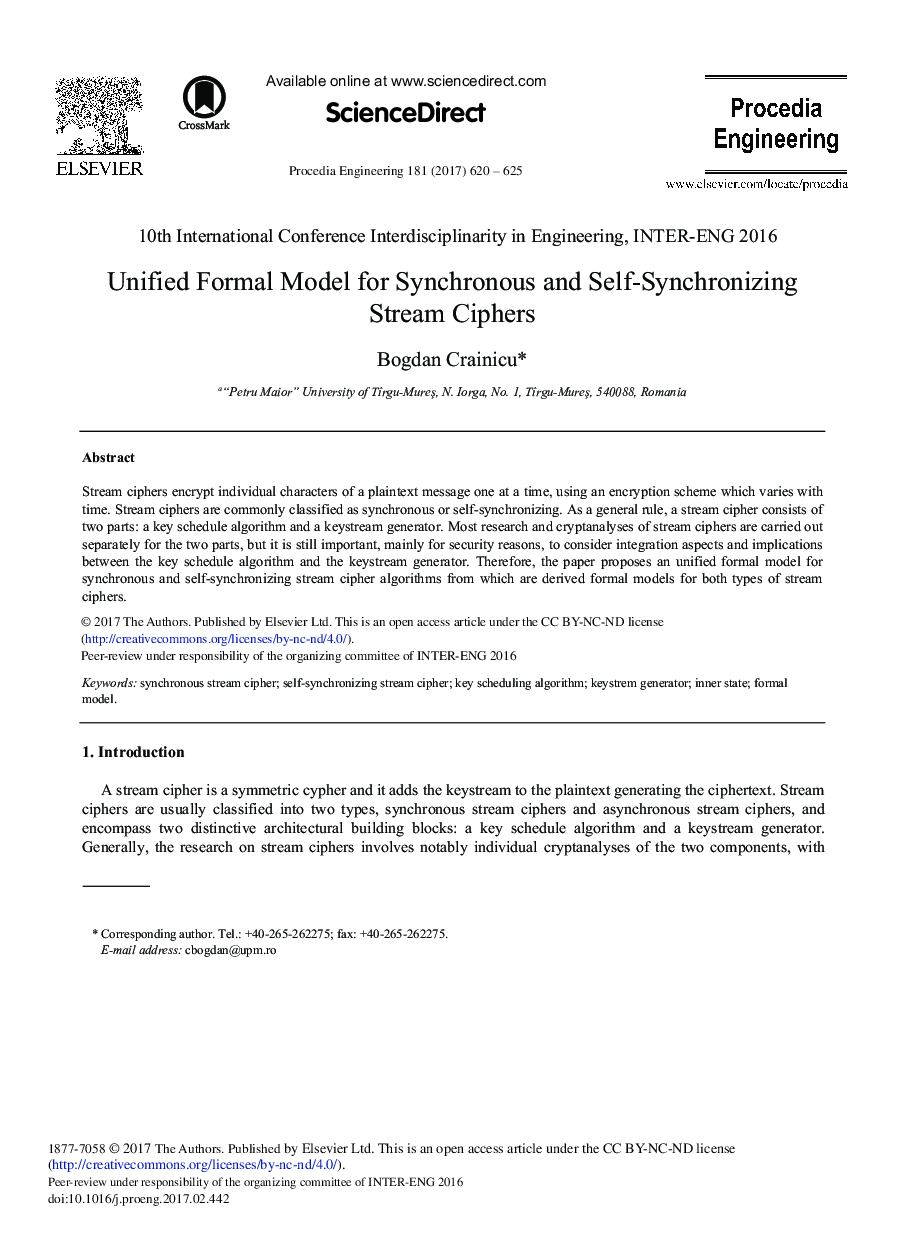 Unified Formal Model for Synchronous and Self-Synchronizing Stream Ciphers