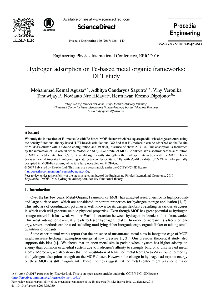 Hydrogen Adsorption on Fe-based Metal Organic Frameworks: DFT Study