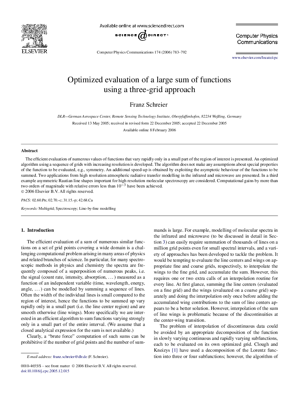 Optimized evaluation of a large sum of functions using a three-grid approach