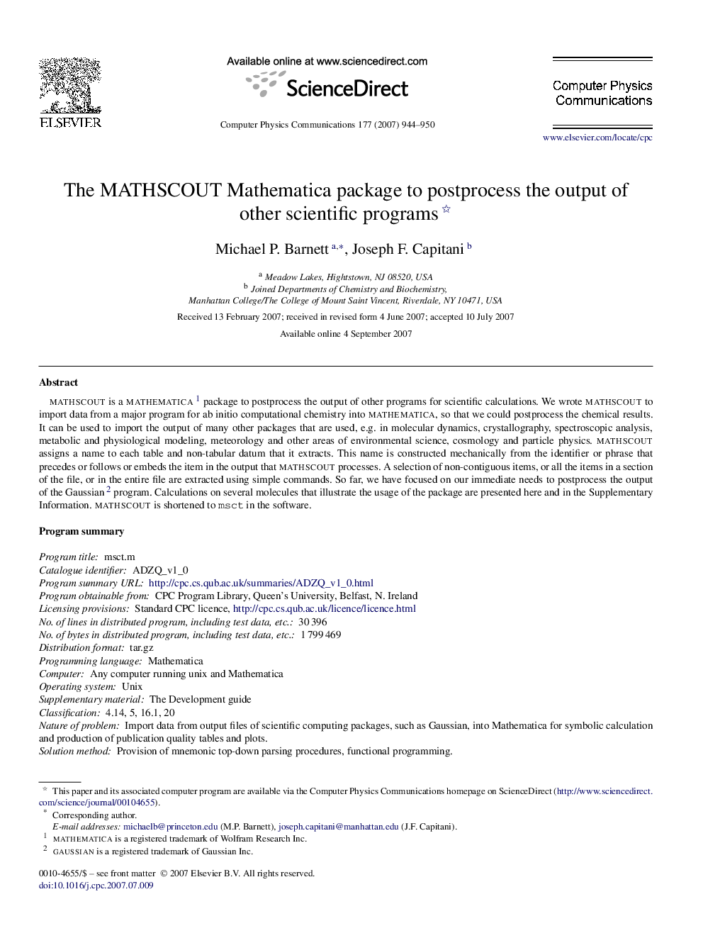 The MATHSCOUT Mathematica package to postprocess the output of other scientific programs 