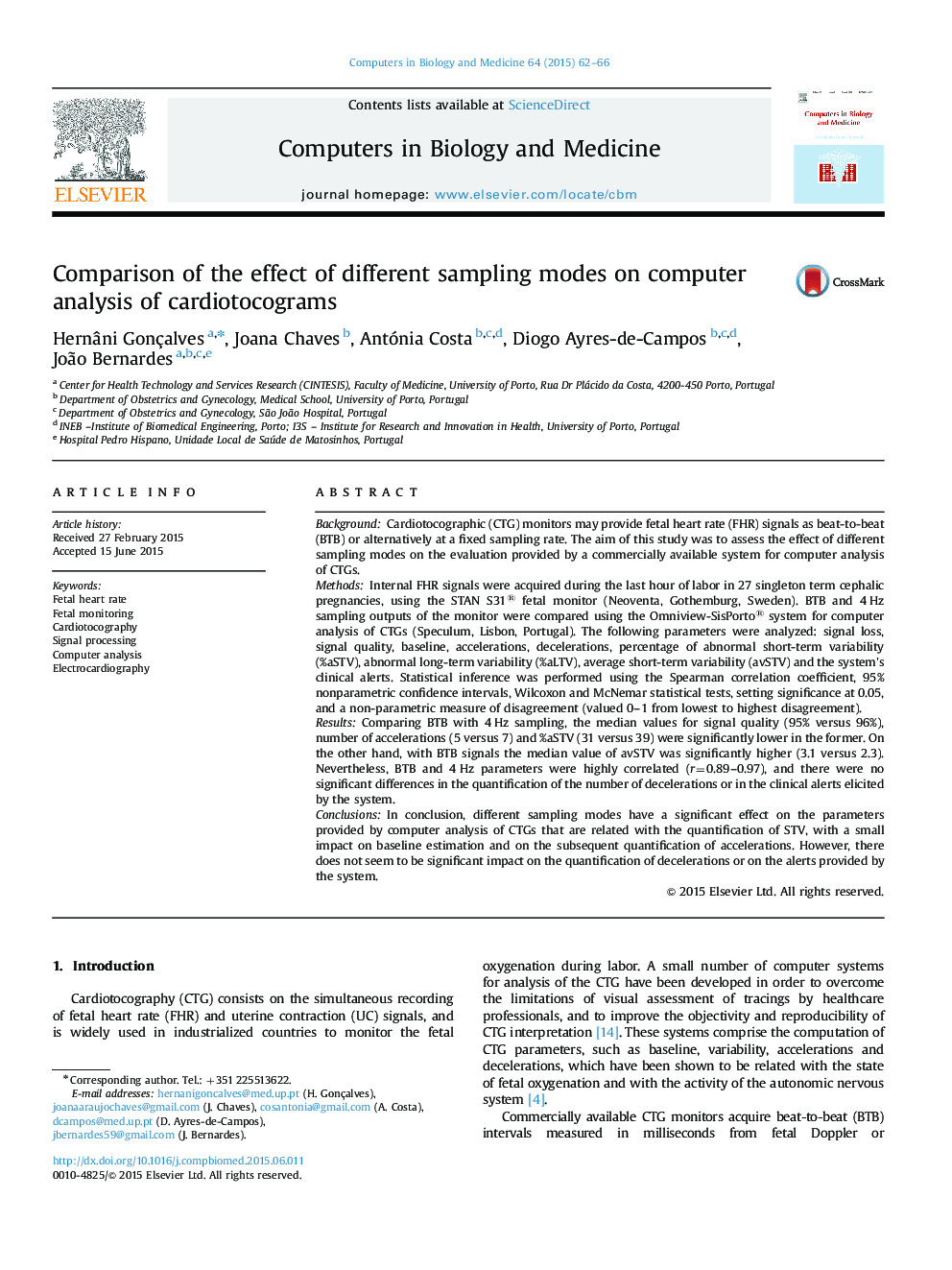 مقایسه اثر روش های مختلف نمونه گیری بر روی تجزیه و تحلیل کامپیوتری cardiotocograms