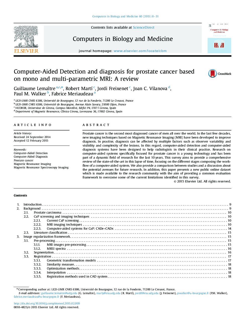 Computer-Aided Detection and diagnosis for prostate cancer based on mono and multi-parametric MRI: A review