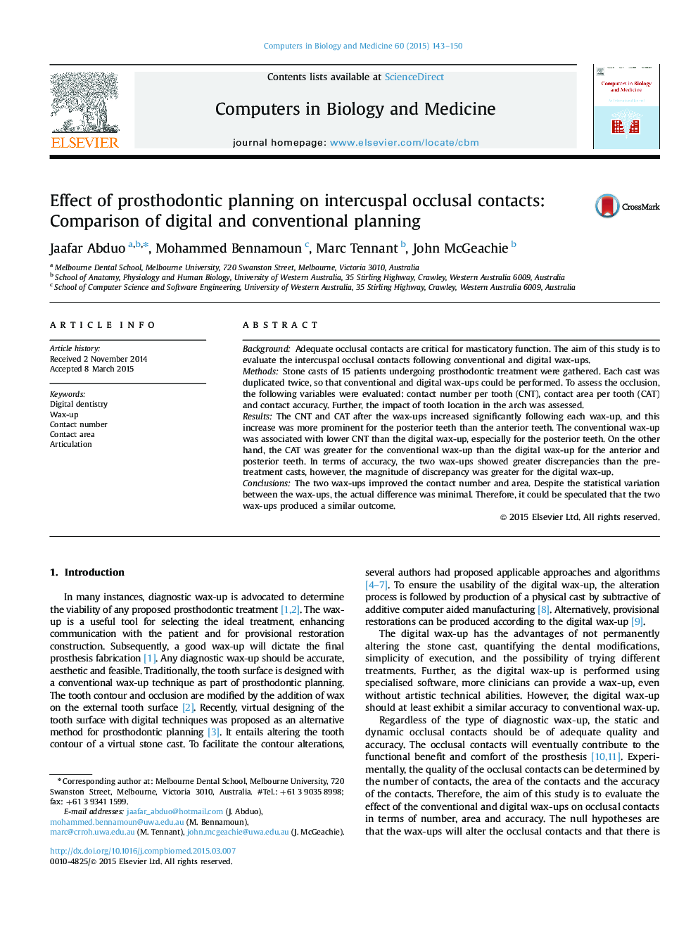 تأثیر برنامه ریزی پروتز دندانی بر تماس های اکلوزالی intercuspal: مقایسه برنامه های دیجیتال و متعارف