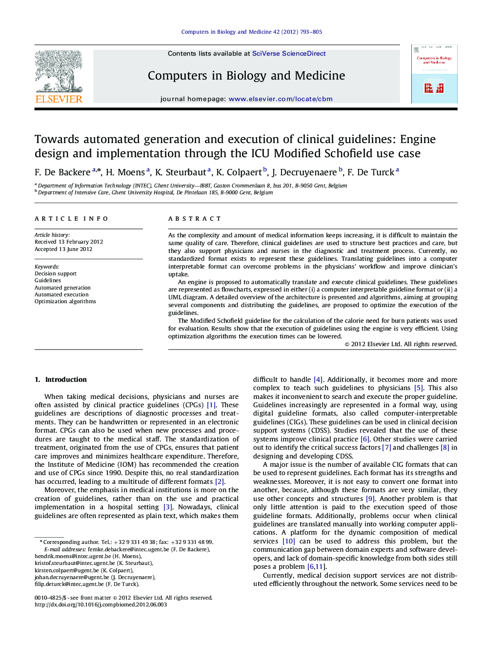 Towards automated generation and execution of clinical guidelines: Engine design and implementation through the ICU Modified Schofield use case