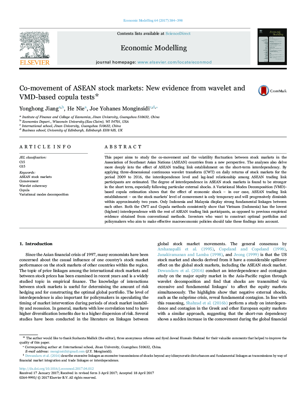 Co-movement of ASEAN stock markets: New evidence from wavelet and VMD-based copula tests