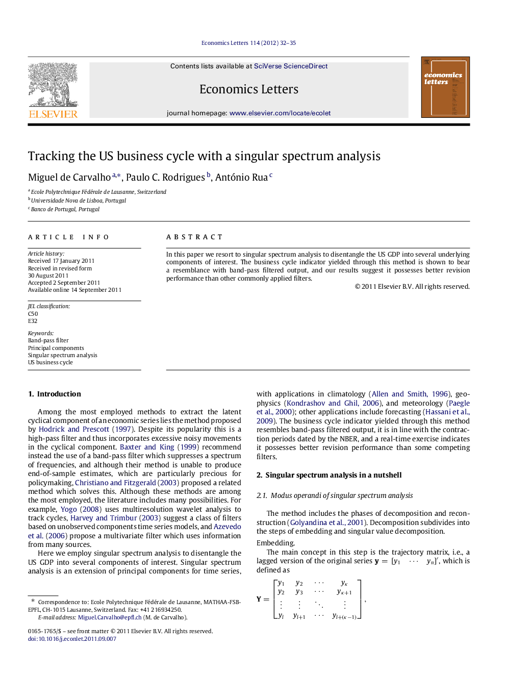 Tracking the US business cycle with a singular spectrum analysis