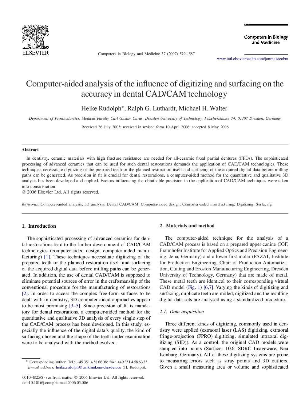 Computer-aided analysis of the influence of digitizing and surfacing on the accuracy in dental CAD/CAM technology