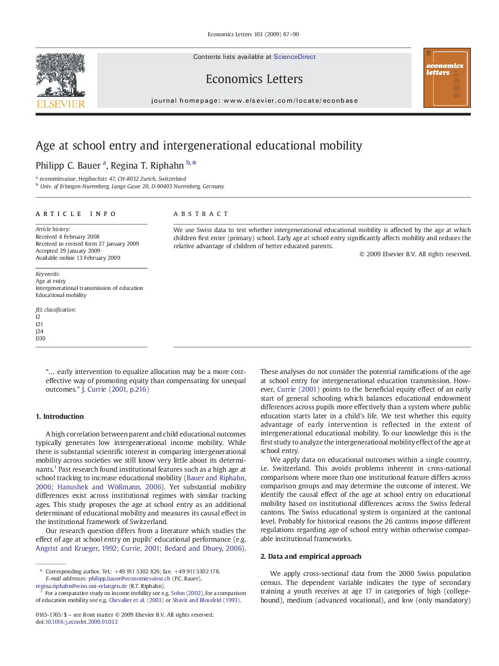 Age at school entry and intergenerational educational mobility