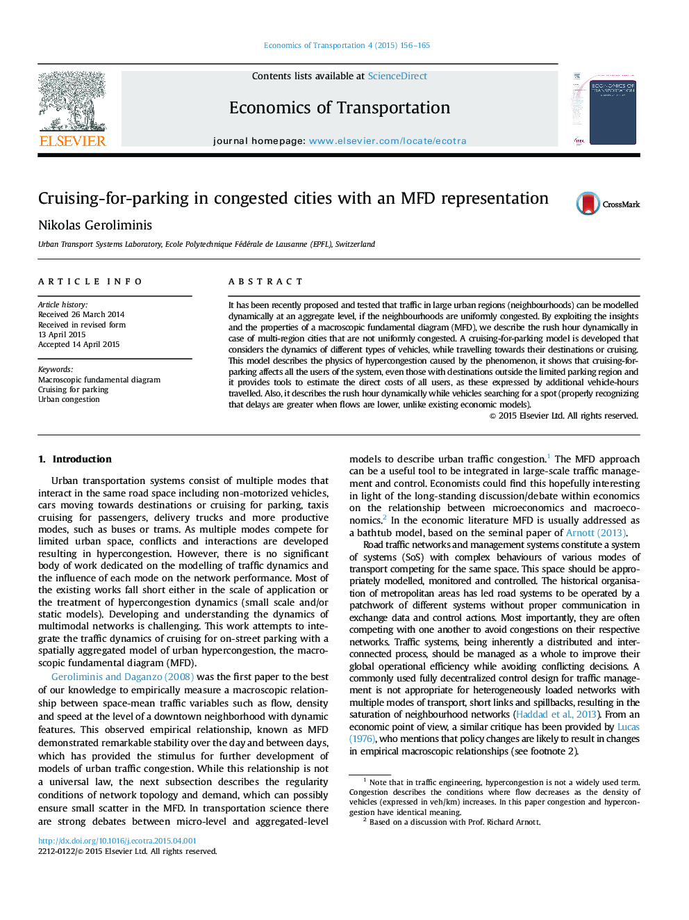 Cruising-for-parking in congested cities with an MFD representation