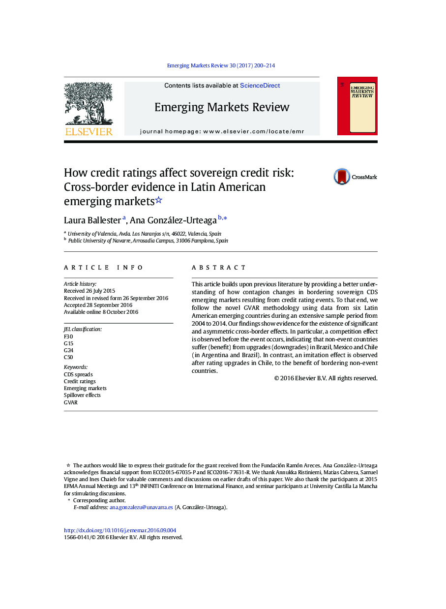 چگونه اعتبارات اعتباری بر ریسک اعتباری مستقل تاثیر می گذارد: شواهد بین المللی در بازارهای نوظهور آمریکای لاتین 