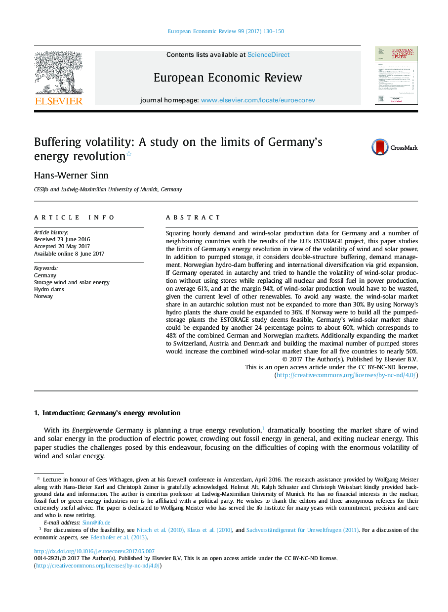بی ثباتی بوفری: مطالعه در مورد محدودیت های انقلاب انرژی آلمان 