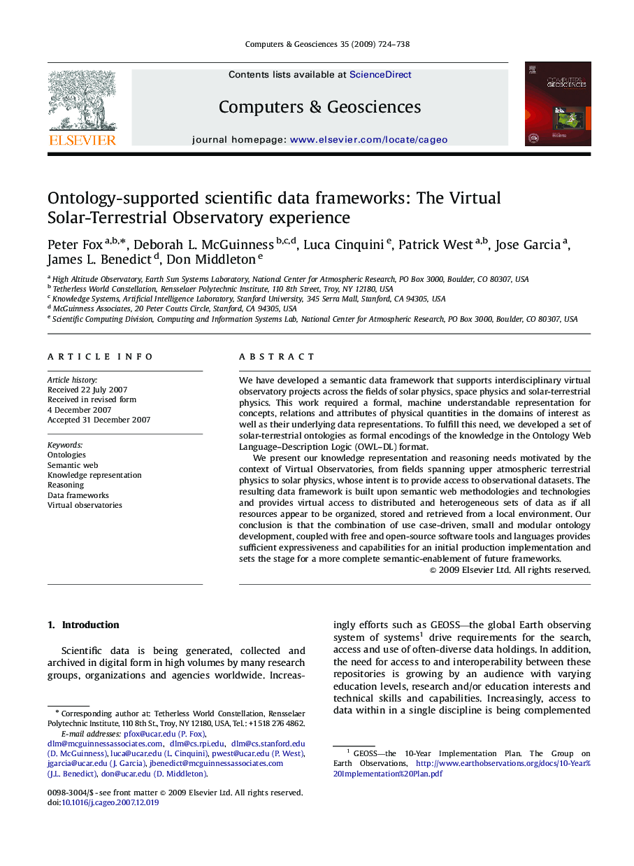 Ontology-supported scientific data frameworks: The Virtual Solar-Terrestrial Observatory experience