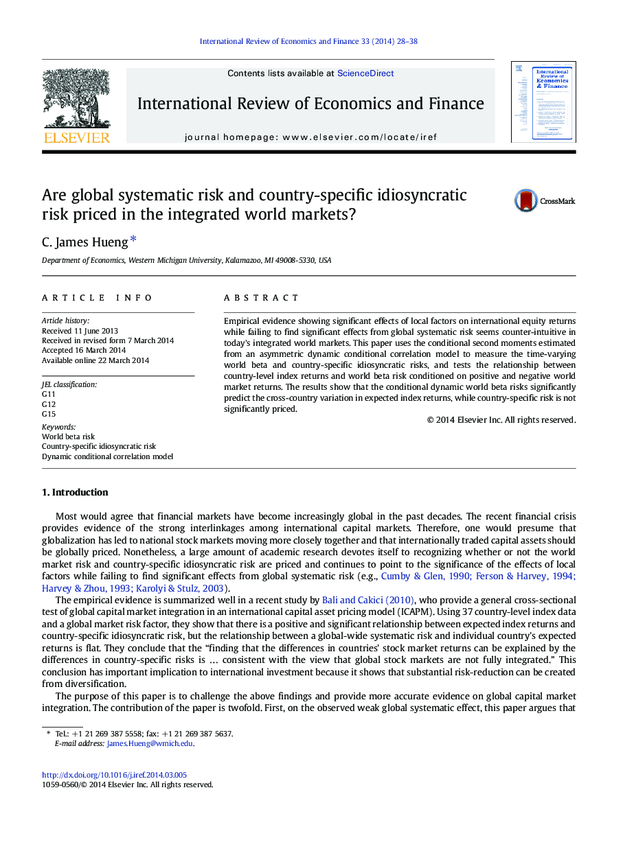 آیا ریسک سیستماتیک جهانی و خطر خاص خود را در کشور در بازارهای جهانی یکپارچه قرار می دهند؟ 
