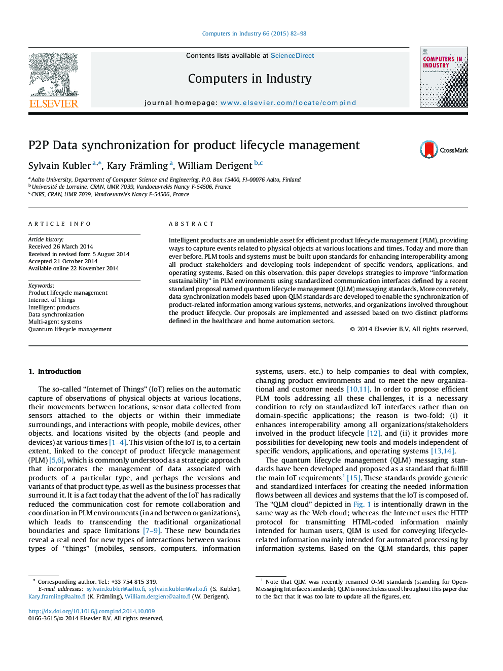 P2P Data synchronization for product lifecycle management