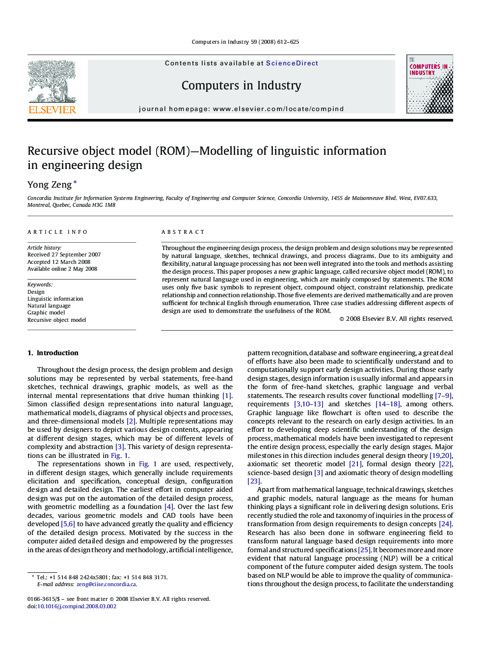 Recursive object model (ROM)—Modelling of linguistic information in engineering design