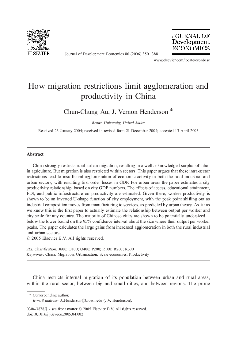How migration restrictions limit agglomeration and productivity in China