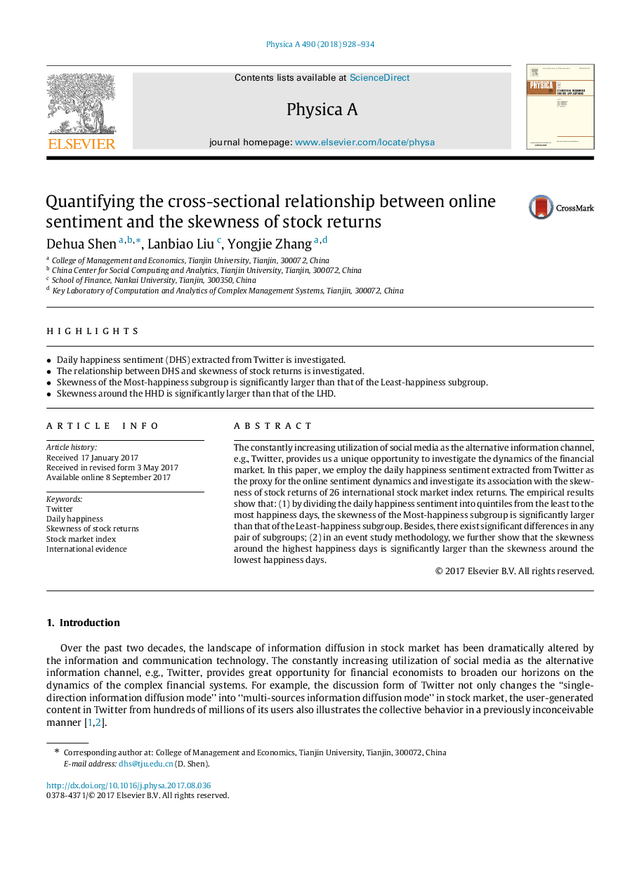 Quantifying the cross-sectional relationship between online sentiment and the skewness of stock returns