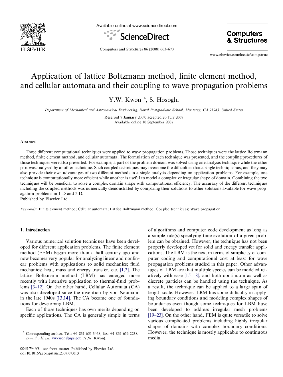 Application of lattice Boltzmann method, finite element method, and cellular automata and their coupling to wave propagation problems