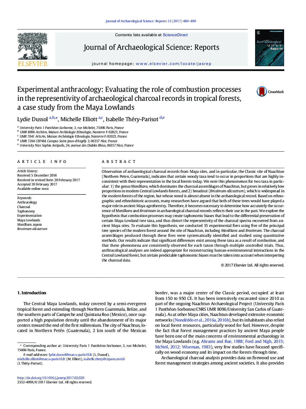 Experimental anthracology: Evaluating the role of combustion processes in the representivity of archaeological charcoal records in tropical forests, a case study from the Maya Lowlands