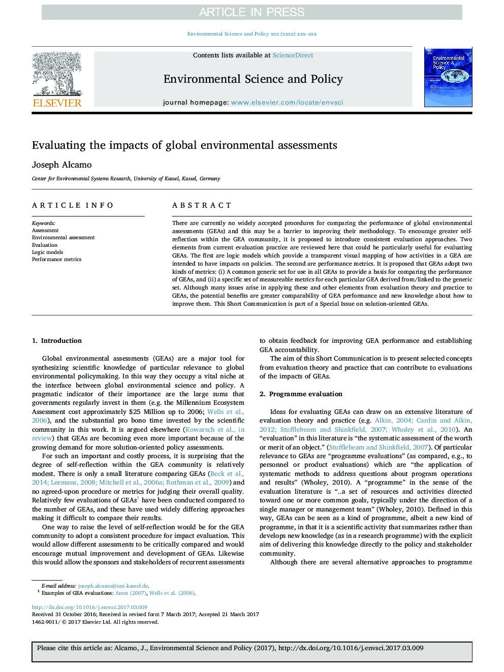 ارزیابی اثرات ارزیابی های محیطی جهانی 