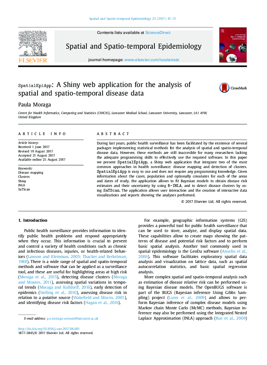 SpatialEpiApp: A Shiny web application for the analysis of spatial and spatio-temporal disease data