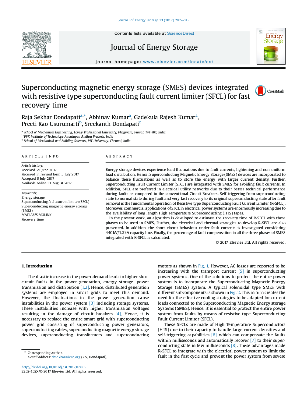Superconducting magnetic energy storage (SMES) devices integrated with resistive type superconducting fault current limiter (SFCL) for fast recovery time