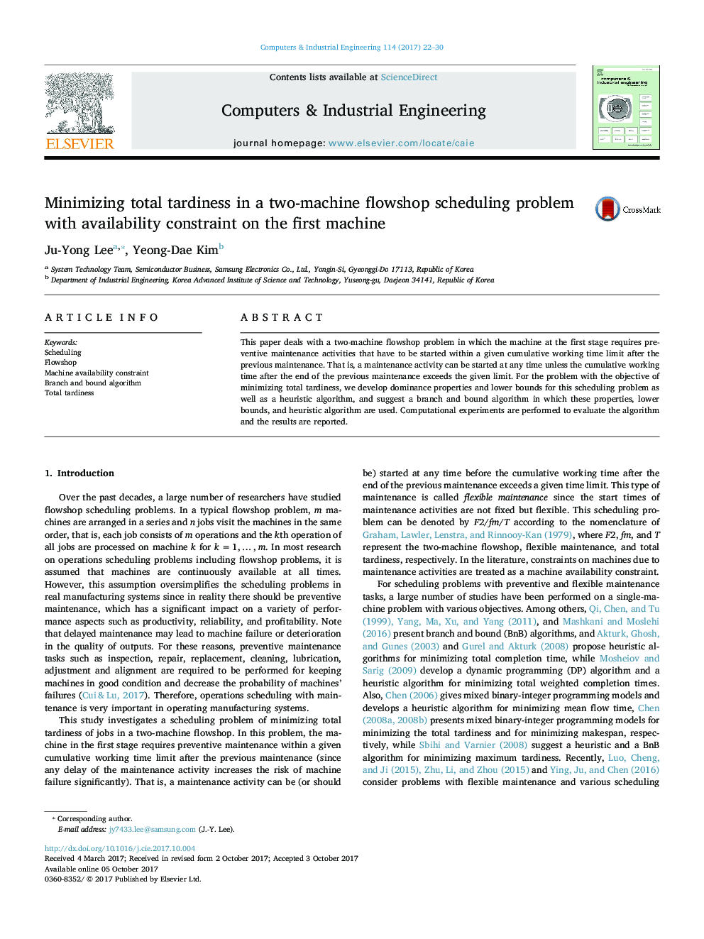 Minimizing total tardiness in a two-machine flowshop scheduling problem with availability constraint on the first machine