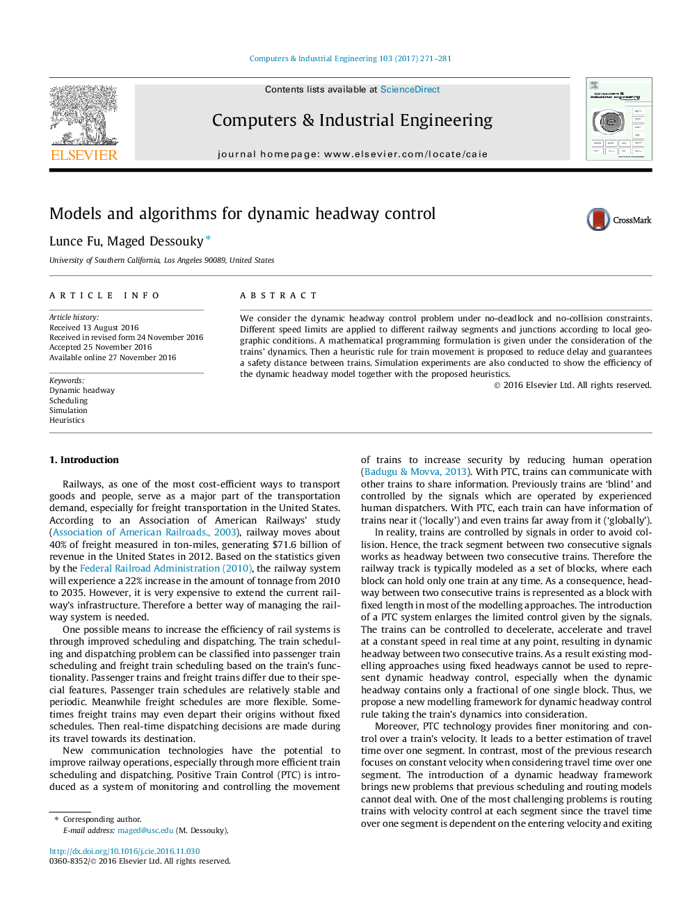 Models and algorithms for dynamic headway control