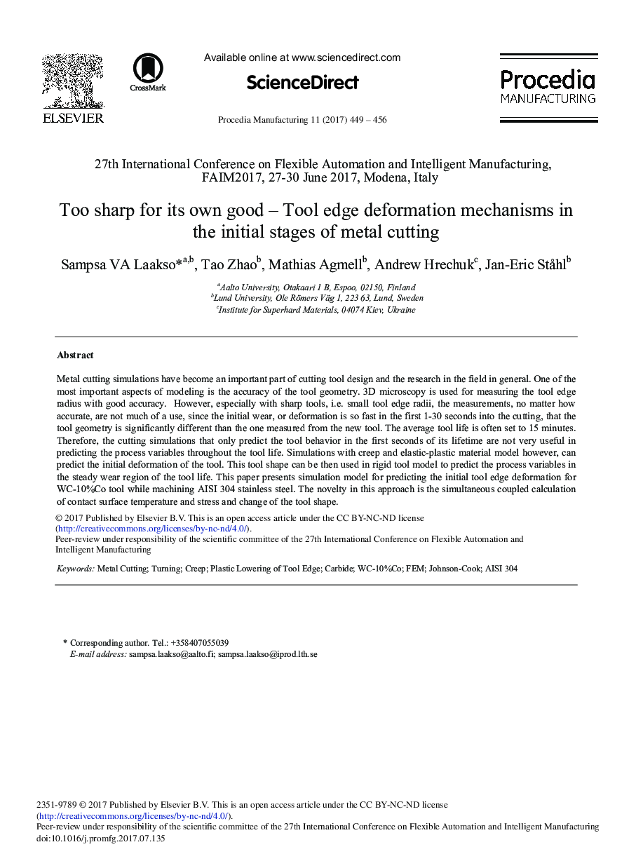 Too Sharp for its Own Good - Tool Edge Deformation Mechanisms in the Initial Stages of Metal Cutting