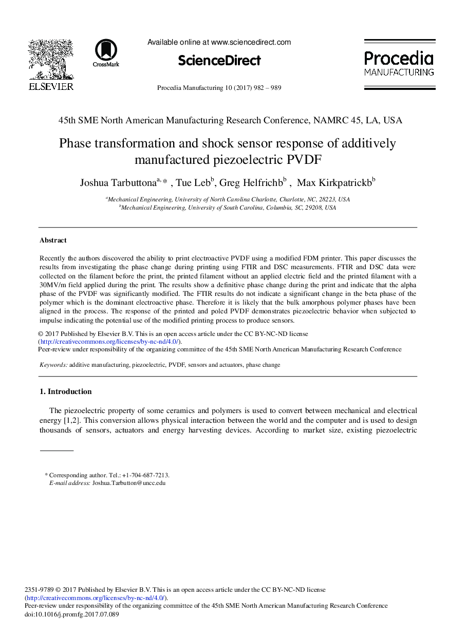 Phase Transformation and Shock Sensor Response of Additively Manufactured Piezoelectric PVDF