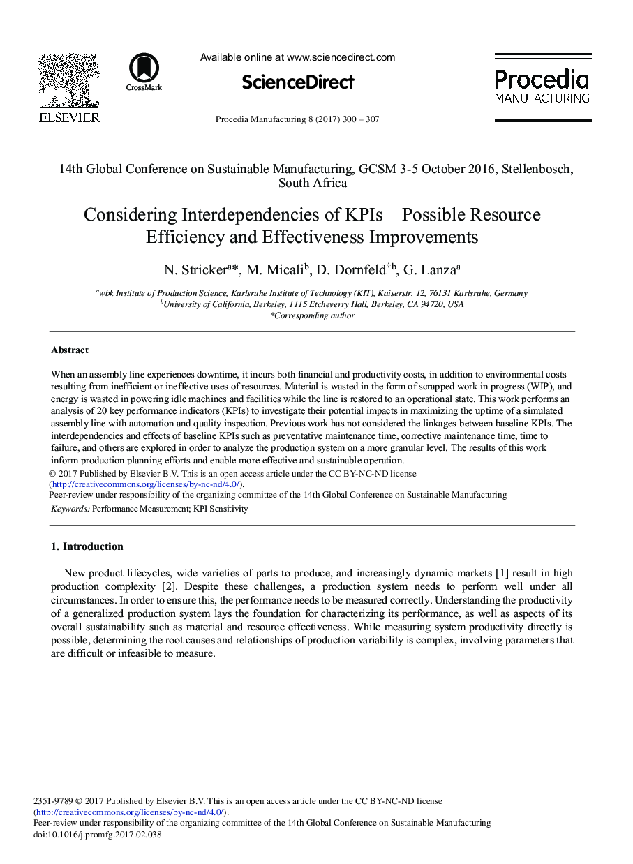 Considering Interdependencies of KPIs - Possible Resource Efficiency and Effectiveness Improvements