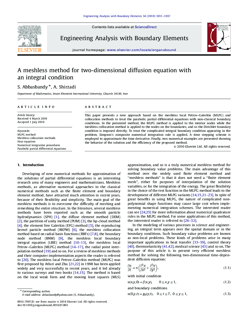 A meshless method for two-dimensional diffusion equation with an integral condition