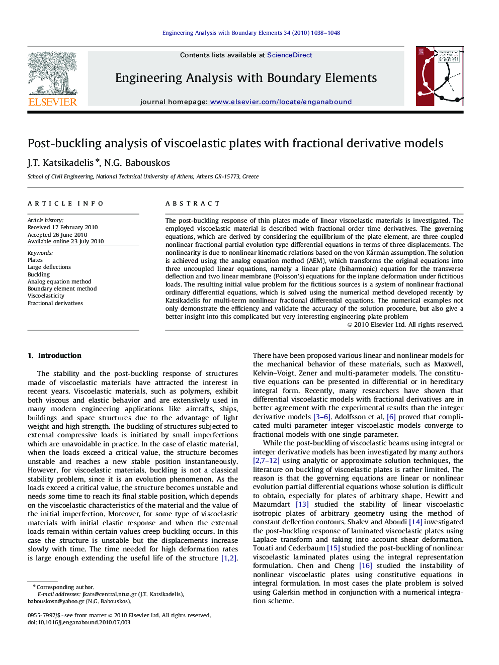 Post-buckling analysis of viscoelastic plates with fractional derivative models